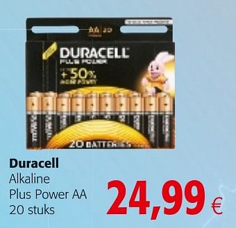 Promotions Duracell alkaline plus power aa - Duracell - Valide de 11/09/2019 à 24/09/2019 chez Colruyt
