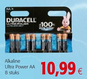 Promoties Duracell alkaline ultra power aa - Duracell - Geldig van 11/09/2019 tot 24/09/2019 bij Colruyt
