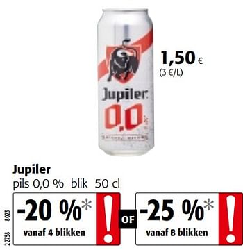 Promoties Jupiler pils 0,0 % - Jupiler - Geldig van 11/09/2019 tot 24/09/2019 bij Colruyt
