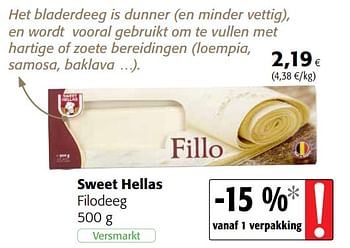 Promoties Sweet hellas filodeeg - Sweet Hellas - Geldig van 11/09/2019 tot 24/09/2019 bij Colruyt