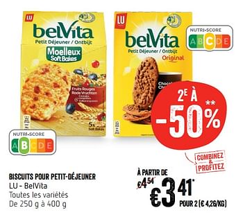 Promoties Biscuits pour petit-déjeuner lu - belvita - Lu - Geldig van 12/09/2019 tot 18/09/2019 bij Delhaize