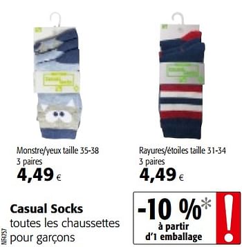 Promotions Casual socks toutes les chaussettes pour garçons - Casual Socks - Valide de 11/09/2019 à 24/09/2019 chez Colruyt