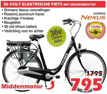 Promoties 36 volt elektrische fiets met middenmotor - Nexus - Geldig van 06/09/2019 tot 23/09/2019 bij Itek
