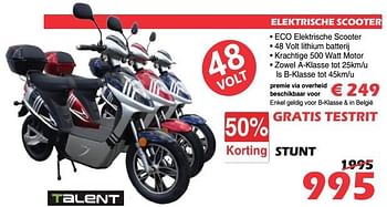 Promotions Elektrische scooter - Talent - Valide de 06/09/2019 à 23/09/2019 chez Itek