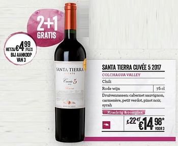 Promoties Santa tierra cuvée 5 2017 colchagua valley - Rode wijnen - Geldig van 12/09/2019 tot 09/10/2019 bij Delhaize