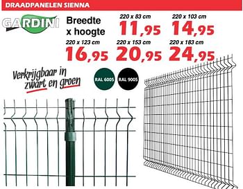 Promoties Draadpanelen sienna breedte x hoogte - Gardini - Geldig van 06/09/2019 tot 23/09/2019 bij Itek