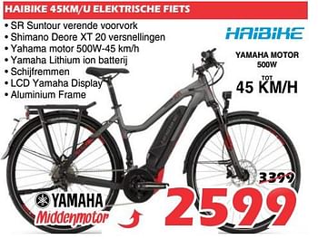 Promoties Haibike 45km-u elektrische yamaha motor 500w tot 45 km-h - Haibike - Geldig van 06/09/2019 tot 23/09/2019 bij Itek