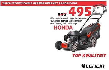 Promotions Honda simka professionele grasmaaiers met aandrijving - Honda - Valide de 06/09/2019 à 23/09/2019 chez Itek