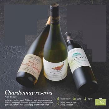 Promoties Chardonnay reserva aves del sur - Witte wijnen - Geldig van 13/09/2019 tot 31/12/2019 bij Aldi