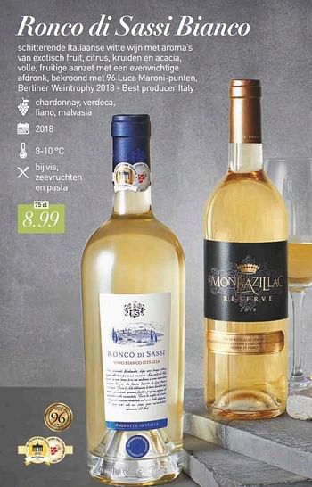 Promoties Ronco di sassi bianco - Witte wijnen - Geldig van 13/09/2019 tot 31/12/2019 bij Aldi