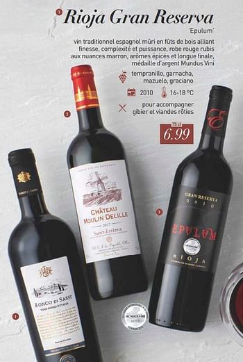 Promotions Rioja gran reserva epulum - Vins rouges - Valide de 13/09/2019 à 31/12/2019 chez Aldi