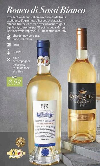 Promoties Ronco di sassi bianco - Witte wijnen - Geldig van 13/09/2019 tot 31/12/2019 bij Aldi