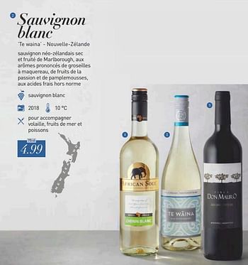 Promotions Sauvignon blanc te waina - nouvelle-zélande - Vins blancs - Valide de 13/09/2019 à 31/12/2019 chez Aldi