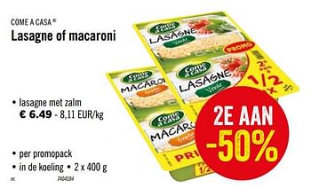 Promoties Lasagne met zalm - Come a Casa - Geldig van 23/09/2019 tot 28/09/2019 bij Lidl
