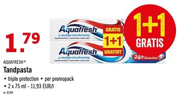 Promoties Tandpasta - Aquafresh - Geldig van 23/09/2019 tot 28/09/2019 bij Lidl