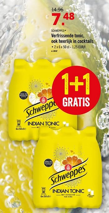 Promoties Verfrissende tonic, ook heerlijk in cocktails - Schweppes - Geldig van 23/09/2019 tot 28/09/2019 bij Lidl
