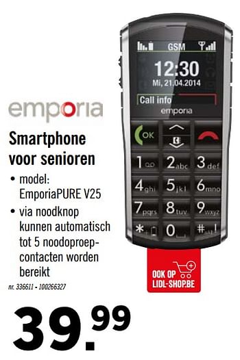 Promoties Emporia smartphone voor senioren - Emporia - Geldig van 23/09/2019 tot 28/09/2019 bij Lidl