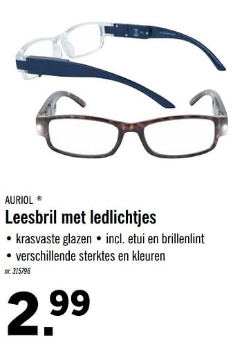 Promoties Leesbril met ledlichtjes - Auriol - Geldig van 23/09/2019 tot 28/09/2019 bij Lidl