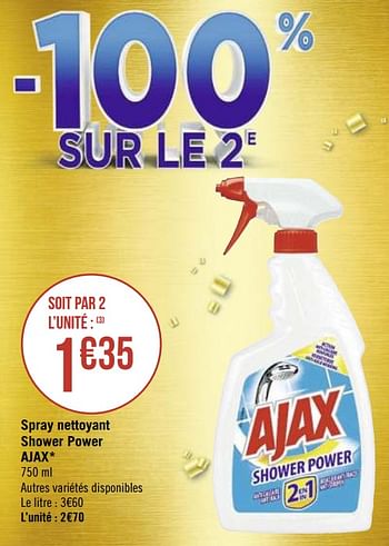 Promotions Spray nettoyant shower power ajax - Ajax - Valide de 17/09/2019 à 30/09/2019 chez Super Casino