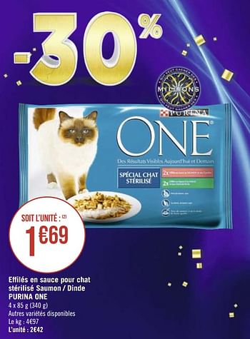 Promotions Effilés en sauce pour chat stérilisé saumon - dinde purina one - Purina - Valide de 17/09/2019 à 30/09/2019 chez Super Casino