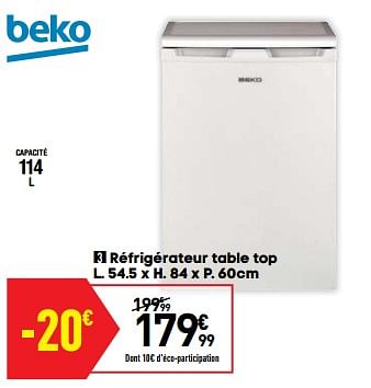 Promoties Beko réfrigérateur table top - Beko - Geldig van 27/08/2019 tot 23/09/2019 bij Conforama