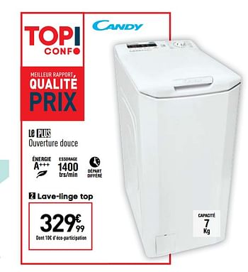 Promotions Candy lave-linge top - Candy - Valide de 27/08/2019 à 23/09/2019 chez Conforama