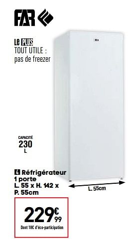 Promoties Far réfrigérateur 1 porte - FAR - Geldig van 27/08/2019 tot 23/09/2019 bij Conforama