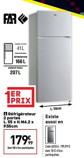 Promoties Far réfrigérateur 2 portes - FAR - Geldig van 27/08/2019 tot 23/09/2019 bij Conforama