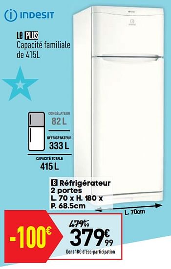 Promoties Indesit réfrigérateur 2 portes - Indesit - Geldig van 27/08/2019 tot 23/09/2019 bij Conforama
