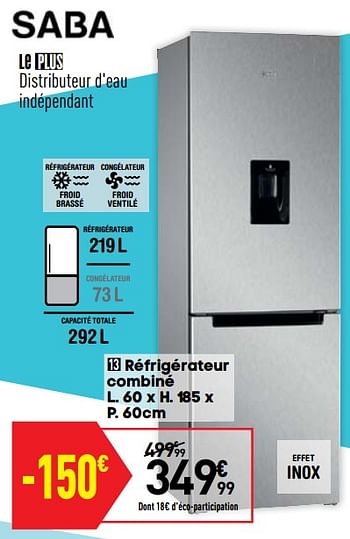 Promoties Saba réfrigérateur combiné - Saba - Geldig van 27/08/2019 tot 23/09/2019 bij Conforama