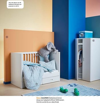 Promoties Gulsparv dekbedovertrek en sloop voor babybed - Huismerk - Ikea - Geldig van 23/08/2019 tot 31/07/2020 bij Ikea