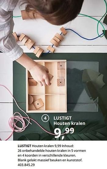 Promoties Lustigt houten kralen - Huismerk - Ikea - Geldig van 23/08/2019 tot 31/07/2020 bij Ikea