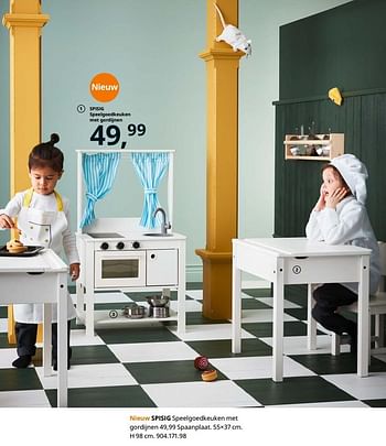 Promoties Spisig speelgoedkeuken met gordijnen - Huismerk - Ikea - Geldig van 23/08/2019 tot 31/07/2020 bij Ikea