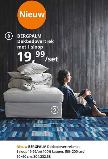 Promoties Bergpalm dekbedovertrek met 1 sloop - Huismerk - Ikea - Geldig van 23/08/2019 tot 31/07/2020 bij Ikea