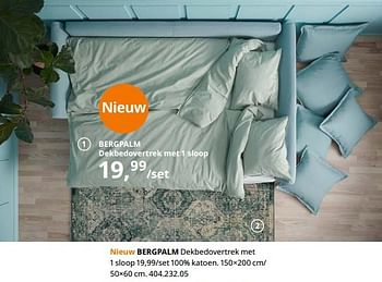 Promoties Bergpalm dekbedovertrek met 1 sloop - Huismerk - Ikea - Geldig van 23/08/2019 tot 31/07/2020 bij Ikea