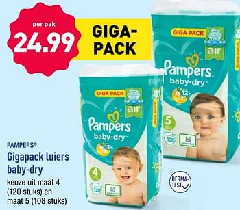 Promoties Gigapack luiers baby-dry - Pampers - Geldig van 16/09/2019 tot 21/09/2019 bij Aldi