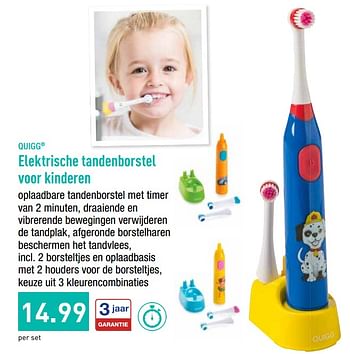 Promoties Quigg elektrische tandenborstel voor kinderen - QUIGG - Geldig van 16/09/2019 tot 21/09/2019 bij Aldi