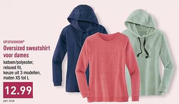 Promoties Oversized sweatshirt voor dames - UP2Fashion - Geldig van 16/09/2019 tot 21/09/2019 bij Aldi