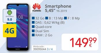 Promotions Huawei smartphone 5,45`` y6 2019 - Huawei - Valide de 16/09/2019 à 30/09/2019 chez Eldi