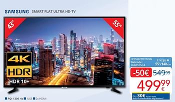Promotions Samsung smart flat ultra hd-tv ue55nu7091sxxn - Samsung - Valide de 16/09/2019 à 30/09/2019 chez Eldi