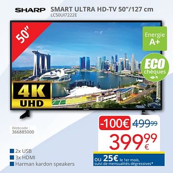 Promotions Sharp smart ultra hd-tv 50``-127 cm lc50ui7222e - Sharp - Valide de 16/09/2019 à 30/09/2019 chez Eldi