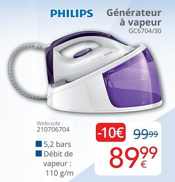 Promotions Philips générateur à vapeur gc6704-30 - Philips - Valide de 16/09/2019 à 30/09/2019 chez Eldi
