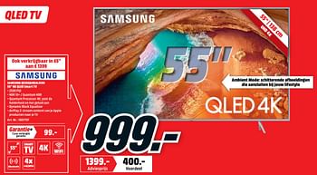 Promoties Samsung qe55q64ralxxn 55 4k qled smart tv - Samsung - Geldig van 16/09/2019 tot 22/09/2019 bij Media Markt