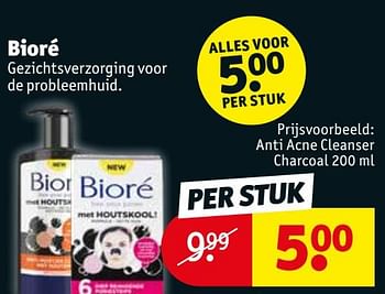 Promoties Bioré anti acne cleanser charcoal - Bioré  - Geldig van 17/09/2019 tot 22/09/2019 bij Kruidvat