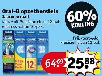 Promoties Oral-b opzetborstels jaarvoorraad precision clean 12-pak - Oral-B - Geldig van 17/09/2019 tot 22/09/2019 bij Kruidvat
