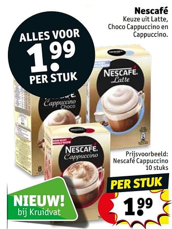 Promoties Nescafé nescafé cappuccino - Nescafe - Geldig van 17/09/2019 tot 22/09/2019 bij Kruidvat