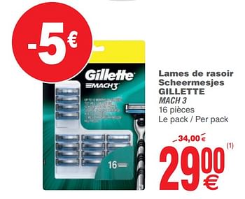Promoties Lames de rasoir scheermesjes gillette mach 3 - Gillette - Geldig van 17/09/2019 tot 24/09/2019 bij Cora