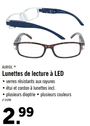 Lunettes de lecture 2025 à led lidl