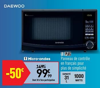 Promoties Daewoo micro-ondes - Daewoo - Geldig van 03/09/2019 tot 23/09/2019 bij Conforama