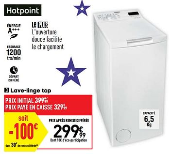 Promotions Hotpoint lave-linge top - Hotpoint - Valide de 03/09/2019 à 23/09/2019 chez Conforama